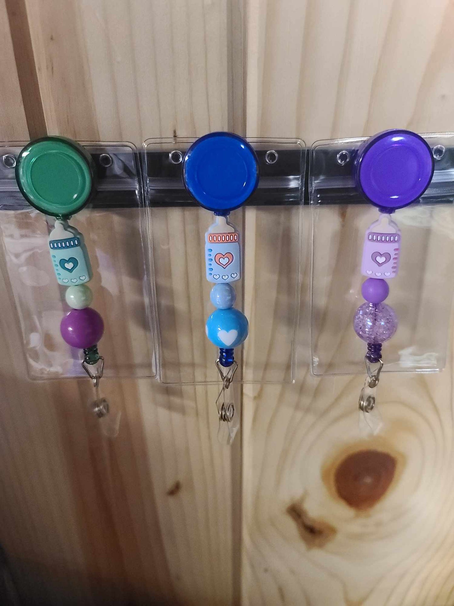 Baby Bottle  Beaded Badge Reel