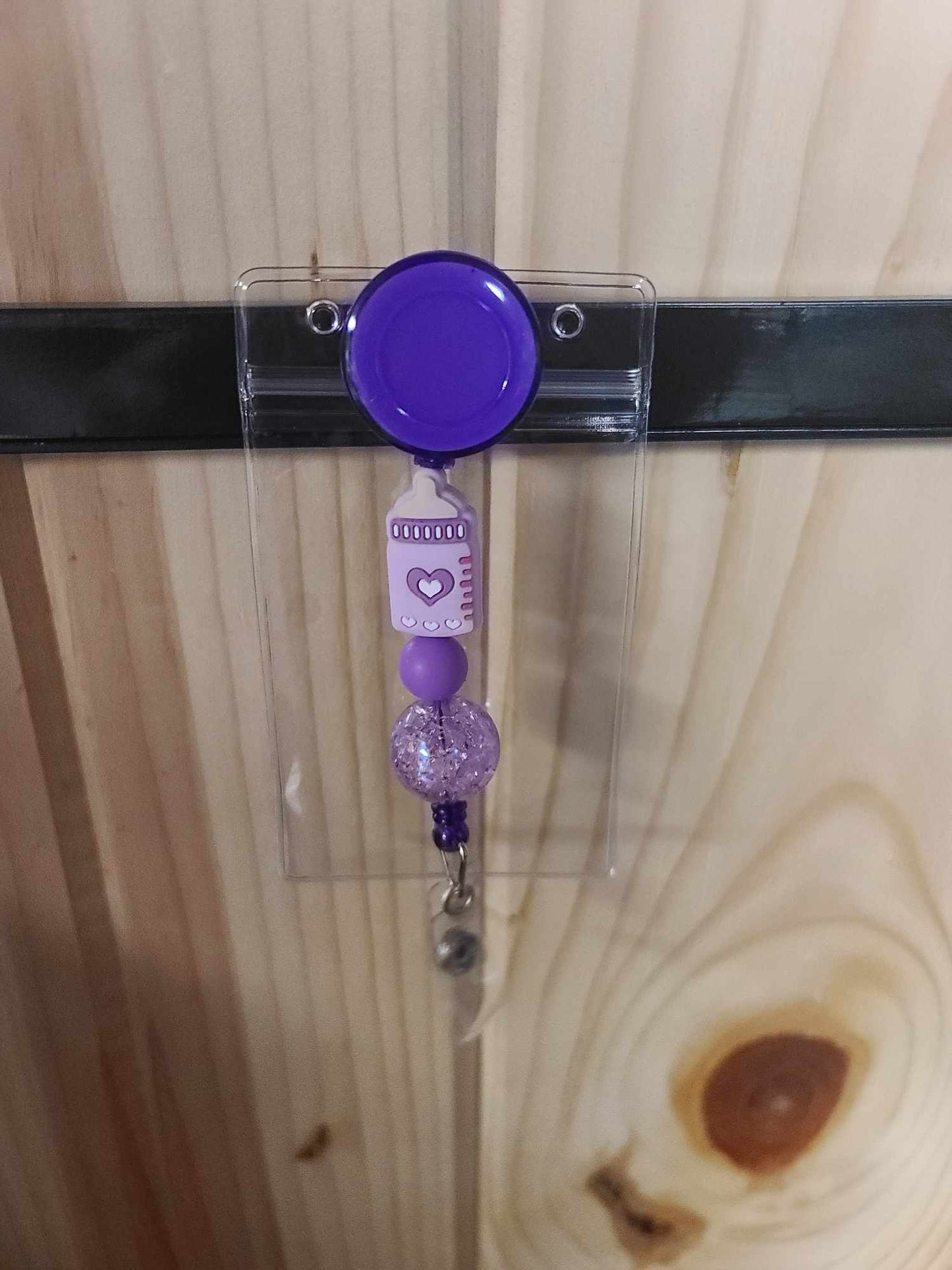 Baby Bottle  Beaded Badge Reel