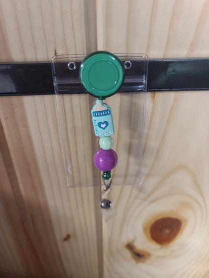 Baby Bottle  Beaded Badge Reel