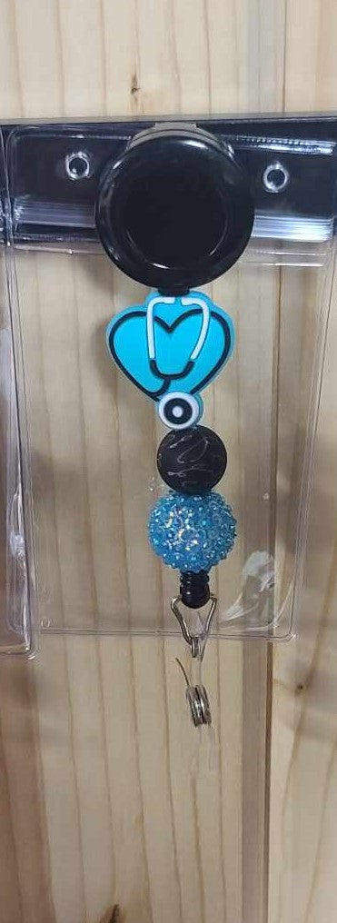 Stethoscope Heart Beaded Badge Reel